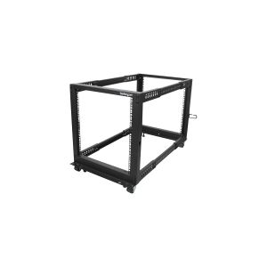 StarTech.com 12U 19 Open Frame Server Rack, 4 Post Adjustable Depth 23-41 Mobile, Free Standing Rolling Network/Computer Equipment Data Rack, Dell PowerEdge, HP ProLiant ThinkServer - Adjustable Server Rack (4POSTRACK12U) - Rack åben ramme - sort - 12U - 