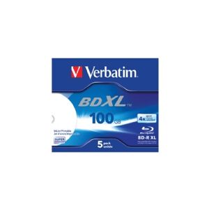 Verbatim - 5 x BD-R XL - 100 GB 4x - printbar overflade for ink jet - cd-boks