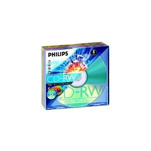 Philips - 5 x CD-RW - 700 MB (80 min) 4x - 12x - tynd cd-boks