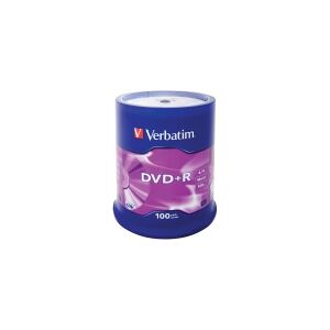 Verbatim - 100 x DVD+R - 4.7 GB 16x - sølvmatteret - spindle