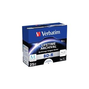 Verbatim M-Disc 4x, 25 GB, BD-R, Smykkeskrin, 5 stk
