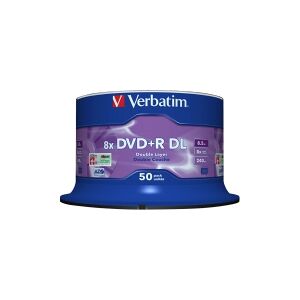 Verbatim - 50 x DVD+R DL - 8.5 GB (240min) 8x - sølvmatteret - spindle