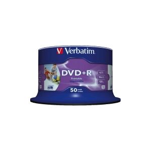 Verbatim - 50 x DVD+R - 4.7 GB 16x - inderste kerne printbar, printbar overflade for fotopapir - spindle