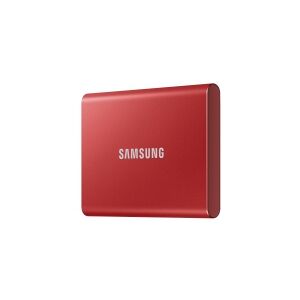 Samsung T7 MU-PC2T0R - SSD - krypteret - 2 TB - ekstern (bærbar) - USB 3.2 Gen 2 (USB-C stikforbindelse) - 256-bit AES - metalrød
