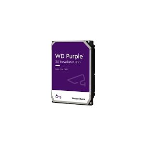 Western Digital WD Purple WD64PURZ - Harddisk - 6 TB - overvågning - intern - 3.5 - SATA 6Gb/s - 5400 rpm - buffer: 256 MB