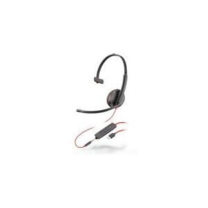 Plantronics Poly Blackwire C3215 - 3200 Series - headset - på øret - kabling - 3,5 mm jackstik, USB-C