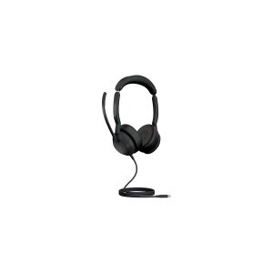 GN Audio Jabra Evolve2 50 MS Stereo - Headset - på øret - Bluetooth - kabling - aktiv støjfjerning - USB-C - sort - Zoom Certified, Certified for Microsoft Teams, Cisco Webex Certified, Alcatel-Lucent Certified, Unify Certified, Google Meet Certified, Ama