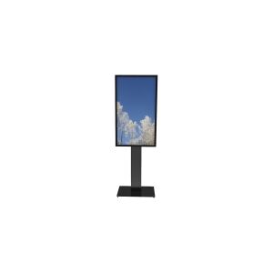 HI-ND Floorstand Glass with Casing 55 - Stativ - for digital skiltning LCD-panel - metal, glas - sort, RAL 9005 - skærmstørrelse: 55 - monteringsgr