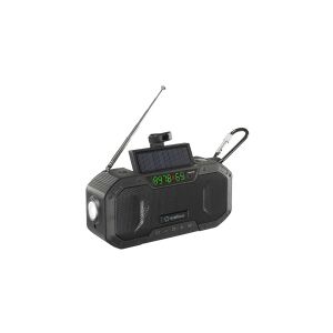 Outdoorradio Renkforce RF-CR-300 FM, AM (1018) genopladelig, Solcellepanel, Håndsving, Lommelygte Sort