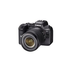 Canon EOS R6 - Digitalkamera - spejlløst - 20.1 MP - Full Frame - 4K / 60 fps - 4.3x optisk zoom RF 24-105 mm F4-7.1 IS STM objektiv - Wi-Fi, Bluetooth - sort