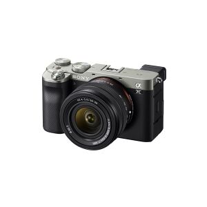 Sony a7C ILCE-7CL - Digitalkamera - spejlløst - 24.2 MP - Full Frame - 4K / 30 fps - 2.1x optisk zoom 28 - 60 mm objektiv - trådløst netværk, NFC, Bluetooth - sølv