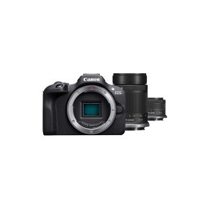 Canon EOS R100 - Digitalkamera - spejlløst - 24.1 MP - APS-C - 4K / 29.97 fps - 2.5x optisk zoom RF-S 18-45mm F4.5-6.3 IS STM lens, 55-210mm F5.0-7.1 IS STM lens - Wi-Fi, Bluetooth - sort