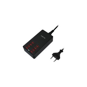 2direct LogiLink Table Charger - Strømforsyningsadapter - 44 Watt - 8.8 A - 8 output-stikforbindelser (8 x 4 pin USB Type A) - sort