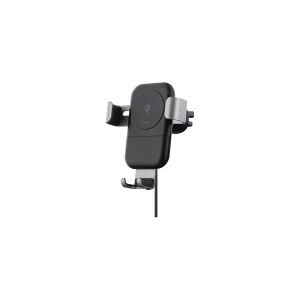 DELTACO QI-1030 - Trådløs opladerholder til bil - 10 Watt - 1.2 A - Fast Charge - sort