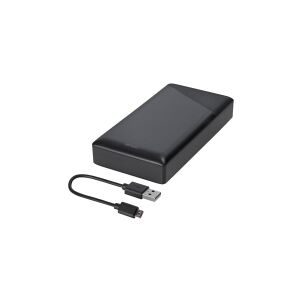 DELTACO PB-C1001 - Powerbank - 20000 mAh - 74 Wh - 18 Watt - 3 A - Fast Charge, PD - 2 output-stikforbindelser (USB, USB-C) - på kabel: Micro-USB - sort