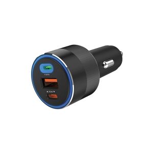 Sandberg Active - Bilstrømsadapter - 130 Watt - 3 output-stikforbindelser (USB, 24 pin USB-C)