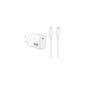 Sinox PRO 230V USB-C PD oplader 20W m/USB-C kabel. Hvid