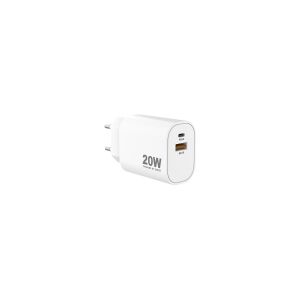 Sinox PRO 230V USB-A+USB-C oplader 20W. Hvid