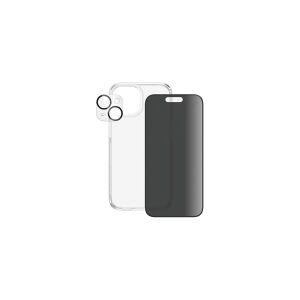 PanzerGlass Privacy - 3-i-1 Pack - skærm/objektiv/rygbeskyttersæt for mobiltelefon - glas - med fortrolighedsfilter - rammefarve sort - for Apple iPh