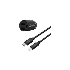 Celly ProPower - Bilstrømsadapter - ultrakompakt - 20 Watt - 3 A - PD (24 pin USB-C) - for Apple 10.2-inch iPad  AirPods Max  AirPods Pro  iPhone 11, 12, 13, 14, SE