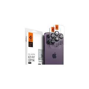 Spigen EZ Fit GLAS.tR Optik Pro - Objektiv beskyttelse for mobiltelefon - glas - rammefarve sort (pakke med 2) - for Apple iPhone 14 Pro, 14 Pro Max