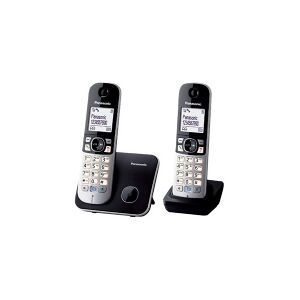 Panasonic KX-TG6812 - Trådløs telefon med opkalds-ID - DECT\GAP - sort + ekstra telefonrør - Engelsk brugervejledning