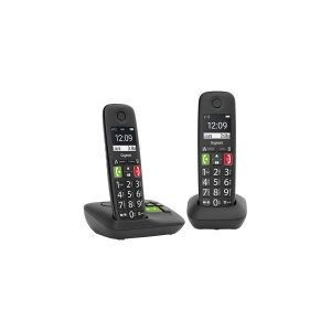 Gigaset Communications Gigaset E290A Duo - Trådløs telefon - besvarelsessystem med opkalds-ID - ECO DECT\GAP - sort + ekstra telefonrør