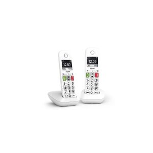 Gigaset Communications Gigaset E290 Duo, Analog/DECT-telefon, Trådløs håndsæt, Højttalertelefon, 150 entries, Nummervisning, Hvid