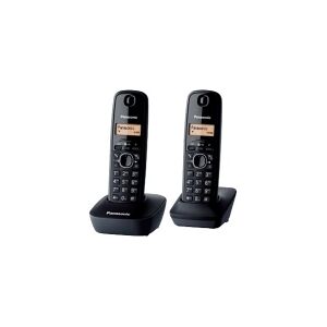 Panasonic KX-TG1612 - Trådløs telefon med opkalds-ID - DECT - 3-vejs opkaldskapacitet - trækulsgrå + ekstra telefonrør