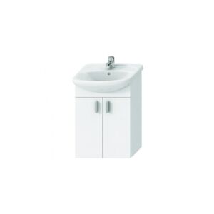 CSDK-SL Csslr Plus hvid vaskeskab med to døre samt vask med hanehul & overløb i dimension 53x42 cm. Mål på møbel: H70,8 x B50,2 x D29,2 cm.