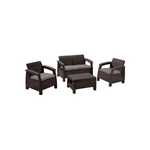 Allibert KETER GARDEN FURNITURE CORFU SET 3+1 BROWN