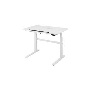 DELTACO Office Premium - Sidde/stå-skrivebord - rektangulær - elektrisk højdejustering - hvid
