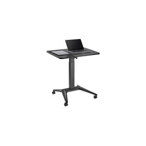 Maclean MC-453 B Mobile Laptop Desk with Pneumatic Height Adjustment, Laptop Table with Wheels, 80 x 52 cm, Max. 8 kg, Height Adjustable Max. 109 cm (Black)