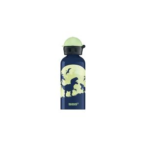 SIGG Kids Water Bottle Glow Moon Dinos, 0,4 L, Blå, Gul, Aluminium, 6,6 cm, 197 mm, 112 g