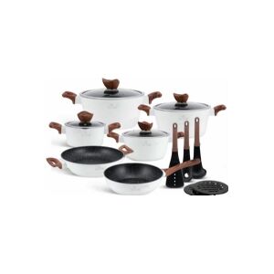 Zilner POTS WITH GRANITE COATING SET 15 ELEMENTS. ZILNER WHITE LILLY ZL-8515