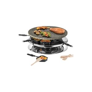 UNOLD RACLETTE 48726 Multi 4 in 1 - Raclette/fondue/grill/hot stone - 1.3 kW - rustfrit stål/sort