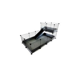 C&C bur, modulært 4x2 + Loft 2x1 + Grå rampe, til marsvin, pindsvin, 149 x 77 cm