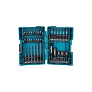 Makita Impact Black - Skruetrækker, borebit og sokkelsæt - 33 stykker - 5 mm, 4 mm, 3 mm, 2.5 mm, 3.5 mm, 4.5 mm - torx, phillips, pozidriv - T15, T20, T25, T30, PH1, PH2, PH3 - længde: 50 mm, 25 mm