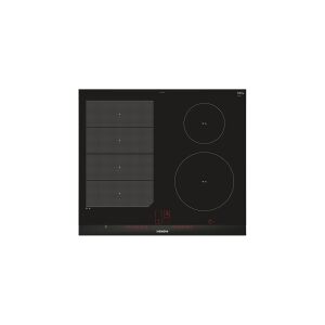 Siemens iQ700 EX675LEC1E - Induktions kogeplade - 4 plader - Niche - bredde: 56 cm - dybde: 49 cm - sort - med rustfrit stål-sidepynt, - med facetteret frontkant