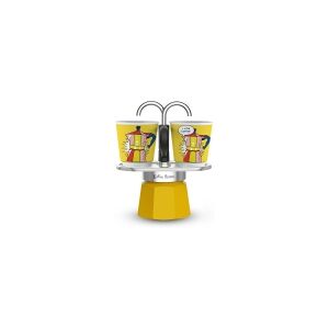 Bialetti Mini Express Lichtenstein, Moka gryde, Sølv, Gul, Aluminium, 2 kopper, 90 ml, 1 stk