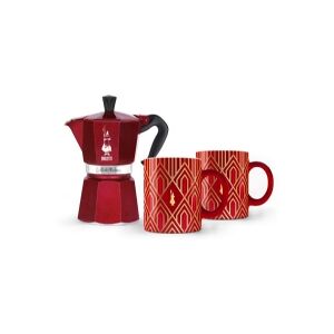 Bialetti Déco Glamor Moka Express, Moka gryde, 0,27 L, Blå, Rød, Hvid, Aluminium, 6 kopper, Termoplast