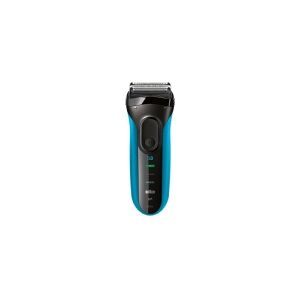 Braun Series 3 3010 Wet & Dry, Folie shaver, 2 SensoFoil, 1 Middle Trimmer, Sort, Blå, LED, Batteri, Nikkel-Metalhydrid (NiMH)