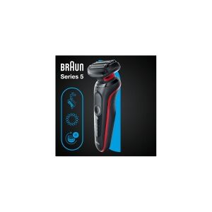 Braun Series 5 50-R1000s, Folie shaver, AutoSense, Knapper, Sort, Rød, LED, Batteri