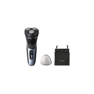 Philips Shaver 3000 Series S3243/12 Elektrisk shaver til våd og tør barbering, Rotations shaver, PowerCut blade system, SH30, 2 År, Sort, Blå, Batteri