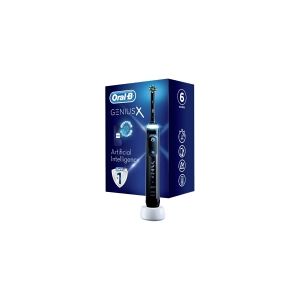 Braun Oral-B Genius X , Voksen, Elektrisk tandbørste, Daglig pleje, Gum pleje, Sensitiv, Blegning, Sort, 2 min, Sort