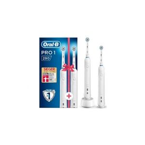 Braun Oral-B PRO 1 290, Voksen, Roterende, pulserende tandbørste, Dyb rensning, Sensitiv, Hvid, 2 min, 4 x 30 sek., Batteri