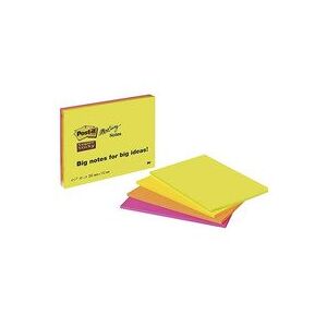 Post-it® Super Sticky Meeting notes 203x152 mm - med 4 stk. blokke i ass. neonfarver