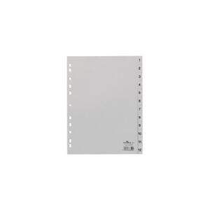 Durable 651410, Months tab index, Polypropylene (PP), Grey, Portrait, A4, 230 mm