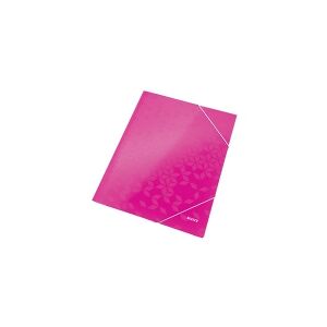 3-klap elastikmappe Leitz WOW A4 Pink - (10 stk.)