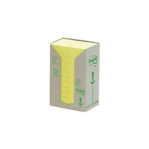 3M Post-it® Recycled Notes, Canary Yellow™, 24 blokke, 38 mm x 51 mm